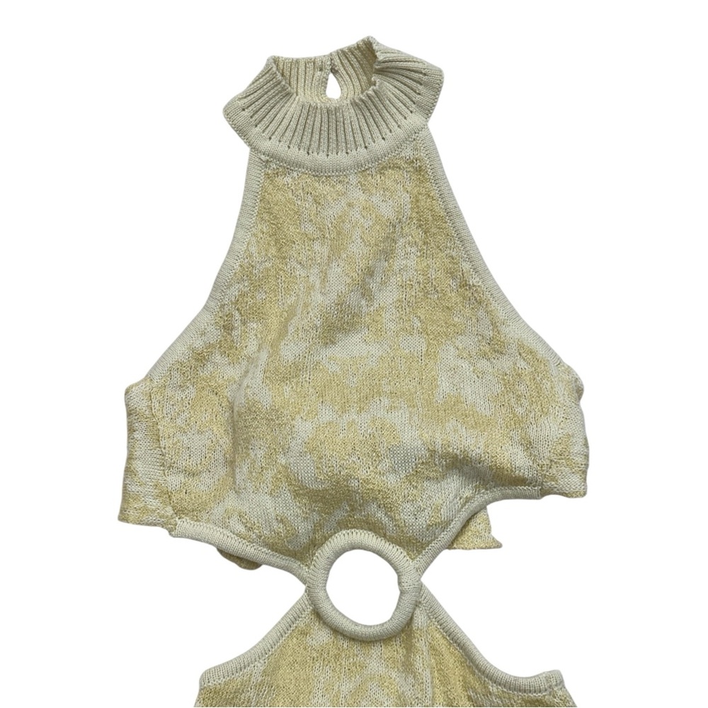 Lush Soft Yellow Knit Fringe Halter Dress - Size XS - Picture 3 of 7